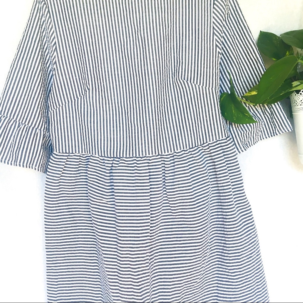 Vintage Babydoll Seersucker Dress blue white XL - Picture 4 of 5